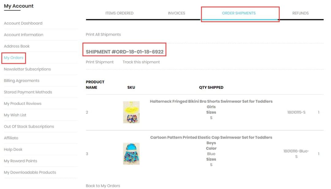 Kiskissing Orders shipment Kiskissing Orders shipment