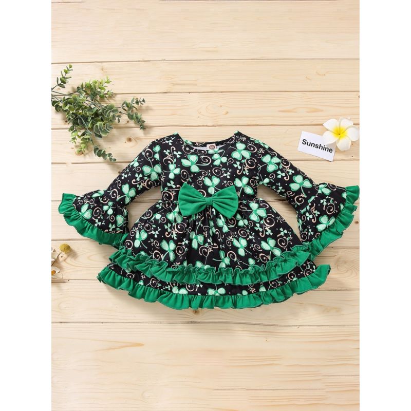 Shamrock Flared Sleeve Dress (For Toddler Girl)